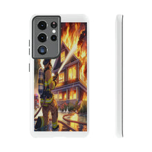 Load image into Gallery viewer, Animated Firefighter battling a House Fire , Tough Cases, Phone cases