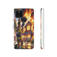 Load image into Gallery viewer, Animated Firefighter battling a House Fire , Tough Cases, Phone cases