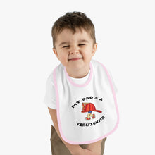 Load image into Gallery viewer, My Dad's a Firefighter, Baby Contrast Trim Jersey Bib