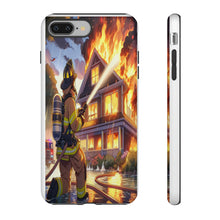 Load image into Gallery viewer, Animated Firefighter battling a House Fire , Tough Cases, Phone cases