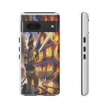 Load image into Gallery viewer, Animated Firefighter battling a House Fire , Tough Cases, Phone cases