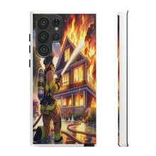 Load image into Gallery viewer, Animated Firefighter battling a House Fire , Tough Cases, Phone cases