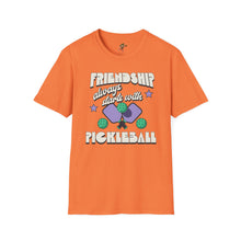 Load image into Gallery viewer, Friendship always starts with Pickle Ball,  Unisex Softstyle T-Shirt
