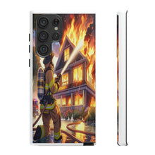 Load image into Gallery viewer, Animated Firefighter battling a House Fire , Tough Cases, Phone cases