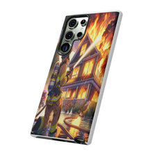 Load image into Gallery viewer, Animated Firefighter battling a House Fire , Tough Cases, Phone cases