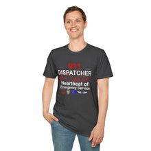 Load image into Gallery viewer, 911 Dispatcher Heartbeat of Emergency Service Unisex Softstyle T-Shirt
