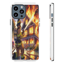 Load image into Gallery viewer, Animated Firefighter battling a House Fire , Tough Cases, Phone cases