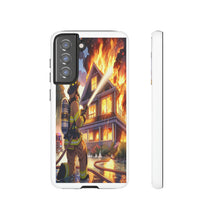 Load image into Gallery viewer, Animated Firefighter battling a House Fire , Tough Cases, Phone cases
