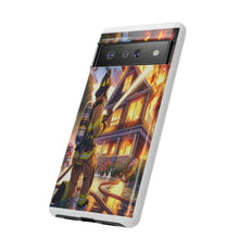 Load image into Gallery viewer, Animated Firefighter battling a House Fire , Tough Cases, Phone cases
