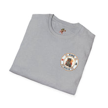 Load image into Gallery viewer, Firefox Logo and Ex's Wife restraining order Firefighter Humor Unisex Softstyle T-Shirt