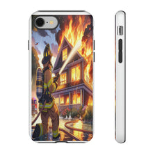 Load image into Gallery viewer, Animated Firefighter battling a House Fire , Tough Cases, Phone cases