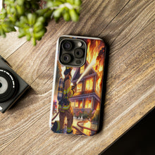 Load image into Gallery viewer, Animated Firefighter battling a House Fire , Tough Cases, Phone cases