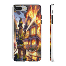 Load image into Gallery viewer, Animated Firefighter battling a House Fire , Tough Cases, Phone cases