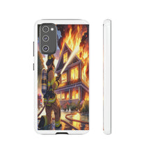 Load image into Gallery viewer, Animated Firefighter battling a House Fire , Tough Cases, Phone cases