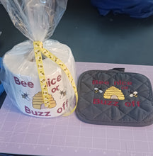 Load image into Gallery viewer, Embroidered Toilet Paper - "BEE NICE or BUZZ OFF" Bathroom Decor, Unique Gift