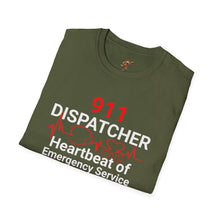 Load image into Gallery viewer, 911 Dispatcher Heartbeat of Emergency Service Unisex Softstyle T-Shirt