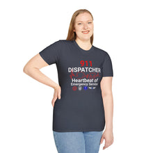 Load image into Gallery viewer, 911 Dispatcher Heartbeat of Emergency Service Unisex Softstyle T-Shirt
