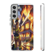 Load image into Gallery viewer, Animated Firefighter battling a House Fire , Tough Cases, Phone cases