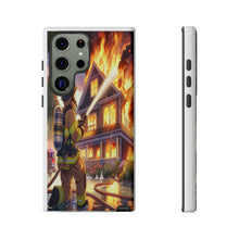 Load image into Gallery viewer, Animated Firefighter battling a House Fire , Tough Cases, Phone cases