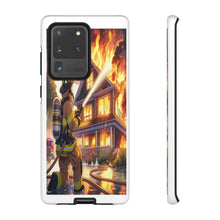 Load image into Gallery viewer, Animated Firefighter battling a House Fire , Tough Cases, Phone cases