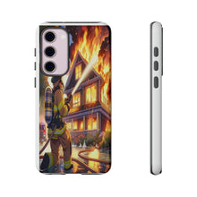 Load image into Gallery viewer, Animated Firefighter battling a House Fire , Tough Cases, Phone cases