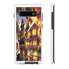 Load image into Gallery viewer, Animated Firefighter battling a House Fire , Tough Cases, Phone cases