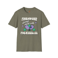 Load image into Gallery viewer, Friendship always starts with Pickle Ball,  Unisex Softstyle T-Shirt