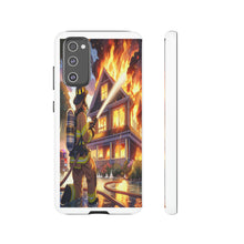 Load image into Gallery viewer, Animated Firefighter battling a House Fire , Tough Cases, Phone cases