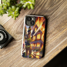 Load image into Gallery viewer, Animated Firefighter battling a House Fire , Tough Cases, Phone cases