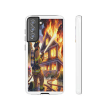 Load image into Gallery viewer, Animated Firefighter battling a House Fire , Tough Cases, Phone cases