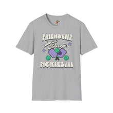 Load image into Gallery viewer, Friendship always starts with Pickle Ball,  Unisex Softstyle T-Shirt