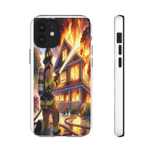 Load image into Gallery viewer, Animated Firefighter battling a House Fire , Tough Cases, Phone cases