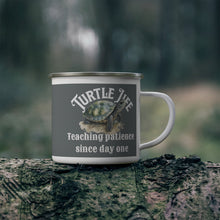Load image into Gallery viewer, Turtle Life, Teaching patience since day one . Enamel Camping Mug
