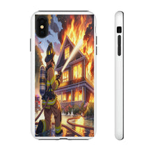 Load image into Gallery viewer, Animated Firefighter battling a House Fire , Tough Cases, Phone cases