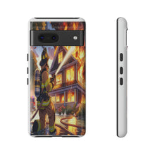 Load image into Gallery viewer, Animated Firefighter battling a House Fire , Tough Cases, Phone cases