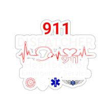 Load image into Gallery viewer, 911 Dispatcher Heart Beat of Emergency Service, Kiss-Cut Stickers