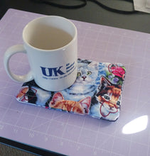 Load image into Gallery viewer, Cat and Dog Lovers Mug Rug placement for your drink, Home Decor