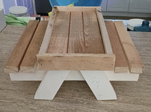 Load image into Gallery viewer, Handmade Squirrel Picnic Table using pallets, reused wood Handcrafted Reclaimed Wood