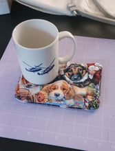 Load image into Gallery viewer, Cat and Dog Lovers Mug Rug placement for your drink, Home Decor