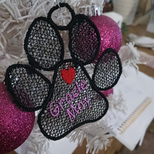 Load image into Gallery viewer, Free Standing Custom Lace, Dog Print with Favorite Name Embroidered, Holidays Gifts