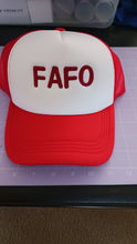Load image into Gallery viewer, Embroidered "FAFO" Trucker Ball Cap, Adult Humor Ball Cap