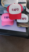 Load image into Gallery viewer, Embroidered "FAFO" Trucker Ball Cap, Adult Humor Ball Cap
