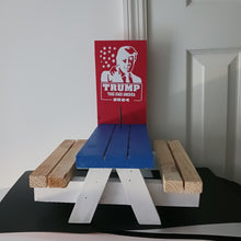 Load image into Gallery viewer, Handmade Squirrel Picnic Table using pallets, reused wood Handcrafted Reclaimed Wood