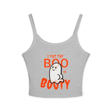 Load image into Gallery viewer, Halloween Ghost Spaghetti Strap Tank Top, Cute Spooky Top, Women&#39;s Casual Wear, Boo in Booty Tank, Fun Halloween Outfit, Halloween [...]
