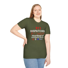 Load image into Gallery viewer, 911 Dispatcher Heartbeat of Emergency Service Unisex Softstyle T-Shirt
