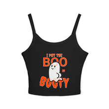 Load image into Gallery viewer, Halloween Ghost Spaghetti Strap Tank Top, Cute Spooky Top, Women&#39;s Casual Wear, Boo in Booty Tank, Fun Halloween Outfit, Halloween [...]
