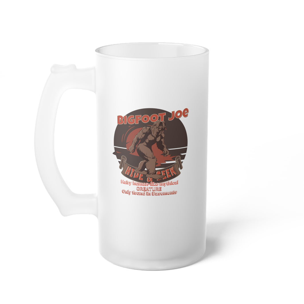 Frosted Glass Beer Mug with BigFoot Joe