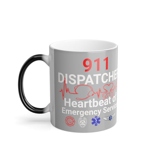 911 Dispatcher Heartbeat of Emergency Service Color Morphing Mug, 11oz