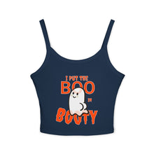 Load image into Gallery viewer, Halloween Ghost Spaghetti Strap Tank Top, Cute Spooky Top, Women&#39;s Casual Wear, Boo in Booty Tank, Fun Halloween Outfit, Halloween [...]

