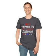 Load image into Gallery viewer, 911 Dispatcher Heartbeat of Emergency Service Unisex Softstyle T-Shirt
